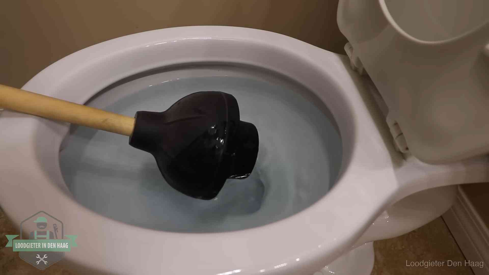 Plopper in een wc-pot die vol water staat in Den Haag